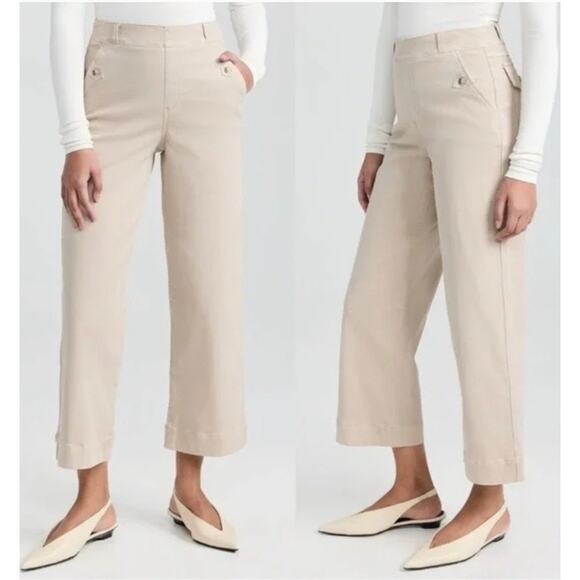 SPANX Pants - SPANX Stretch Twill High Rise Cropped Wide Leg Pants Shapewear Size M